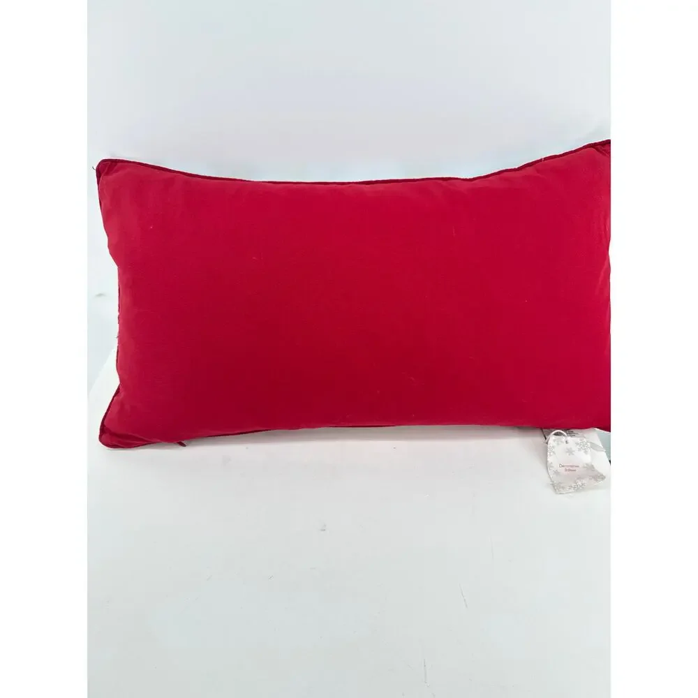 Christmas Red Truck Wreath Gifts Hooked Decorative Pillow 21x14 Comet & Cupid
